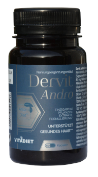 Dervit Andro, 60 capsules, prevents androgenetic hair loss in women, men, DHT blocker, innovative herbal formula, minerals and vitamins for the hair
