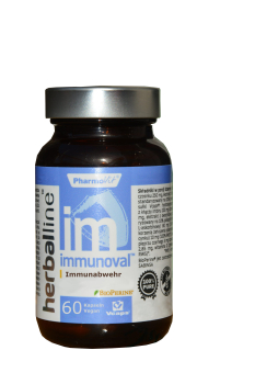 Immunoval, 60 capsules, for the immune system, for colds, 5 herbal extracts (black garlic, olive leaves, ginger, Siberian ginseng), vitamin D3, C, zinc