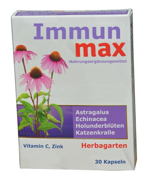 Immune max, 30 capsules, for colds, against bacteria, viruses, immune system, strengthen defenses, astragalus, echinacea, cat's claw, elderberry, vitamin C, zinc