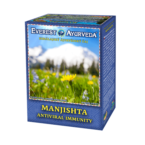 Manjishta, Ayurvedic loose tea, 100g, for respiratory infections, cold, fights infectious agents, expectorant, contain triphala and another 11 herbs, also with other inflammations, soothes The herbal mixture with 14 herbs effectively combats bacteria, vir