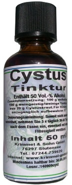Cystus (Cistus) Tinktur - gegen Viren, beugt Grippe und Erkältung vor, lindert Erkältungsbeschwerden, bekämpft Freie Radikale, 50ml