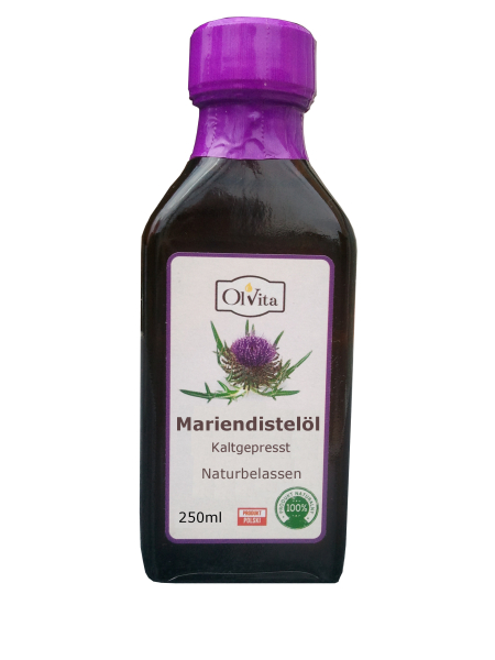 Mariendistelöl, kaltgepresst, naturbelassen, 250ml, schützt die Leber, verbessert Verdauung, senkt Cholesterin, bei Verstopfung, Migräne, Hämorrhoiden