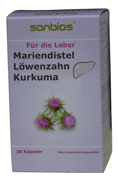Für die Leber: Mariendistel, Löwenzahn, Kurkuma Extrakte, 30 Kapsel, 160mg Silymarin,